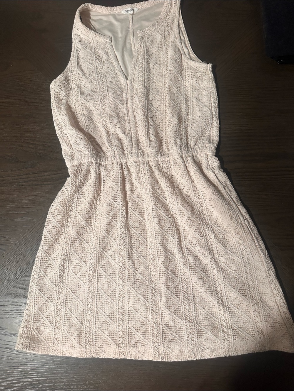Splendid Lace-Textured Sleeveless Mini Dress in Blush